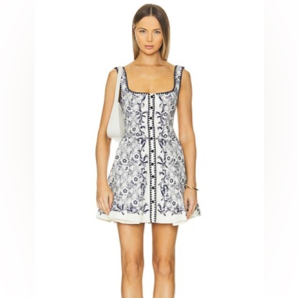 Alemais Airlie Blue and White Floral Mini Dress